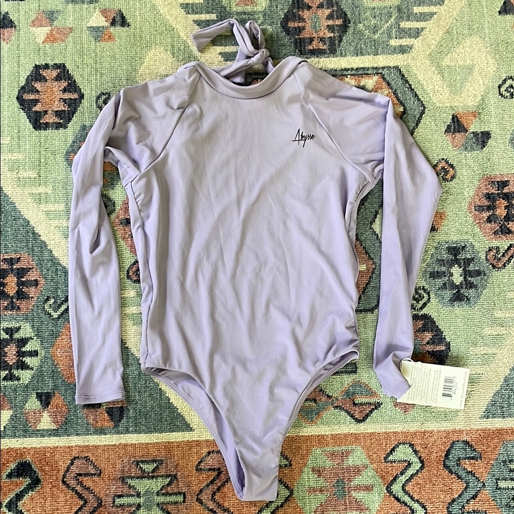 Abyss Long-Sleeve One-Piece Swimsuit in Lavender